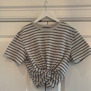 Alexander Wang Gray and Black Striped Knot Tee